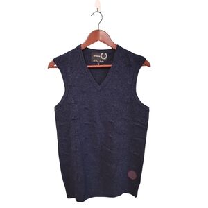 Raf Simons X Fred Perry Rare 100%Wool Mens Designer‎ Sweater Vest Size Small